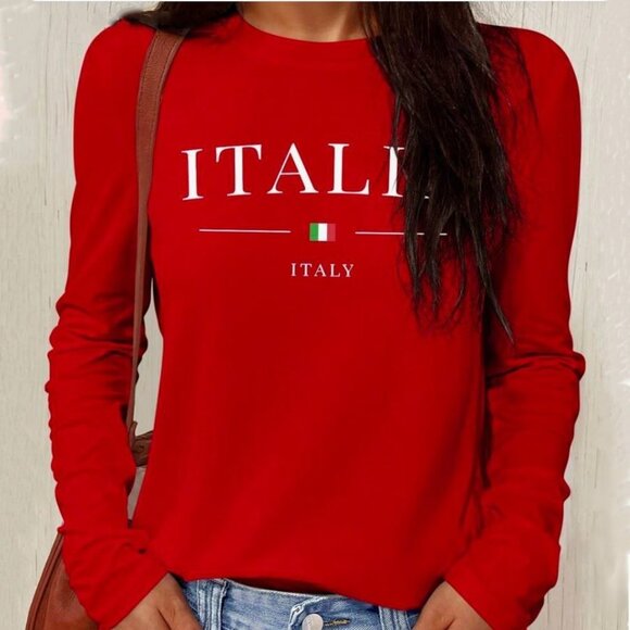 New WOMEN'S ITALY SPORTS TEE-SHIRT Red Size L - Picture 1 of 4